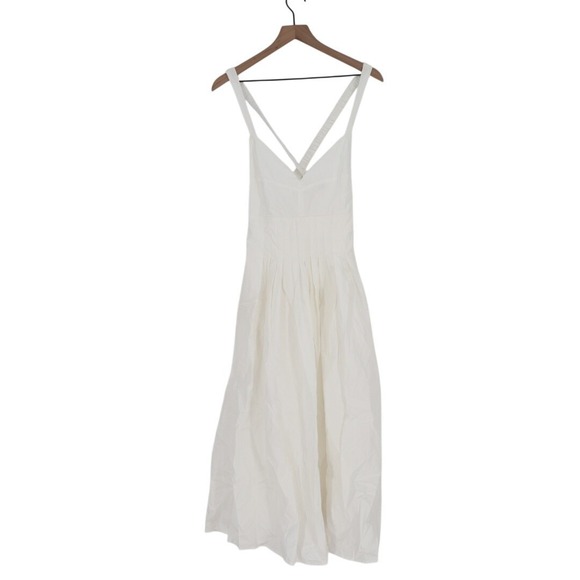 Lulus Strolling Sicily Midi Dress Womens Large White Cotton Pleated Backless - Picture 2 of 9